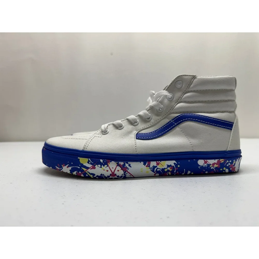 Vans Sk8-Hi Womens 7 White Paint Splatter True White High Top Sneakers